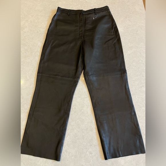 Reformation Veda Leather Cropped Pants In Black Size 12 - Picture 4 of 17